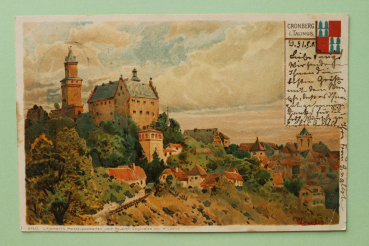 Ansichtskarte Litho AK Cronberg i Taunus 1900 Schloss Gebäude Aquarell W Lauter Architektur Ortsansicht Hessen
